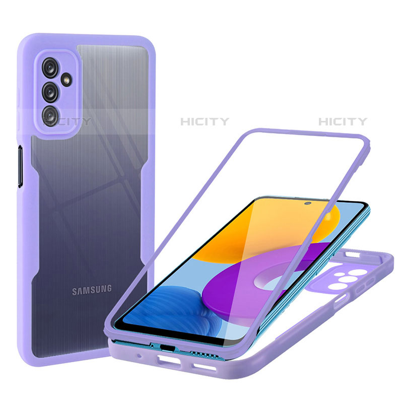 Silikon Schutzhülle Rahmen Tasche Hülle Durchsichtig Transparent 360 Grad Ganzkörper MJ1 für Samsung Galaxy M52 5G Violett