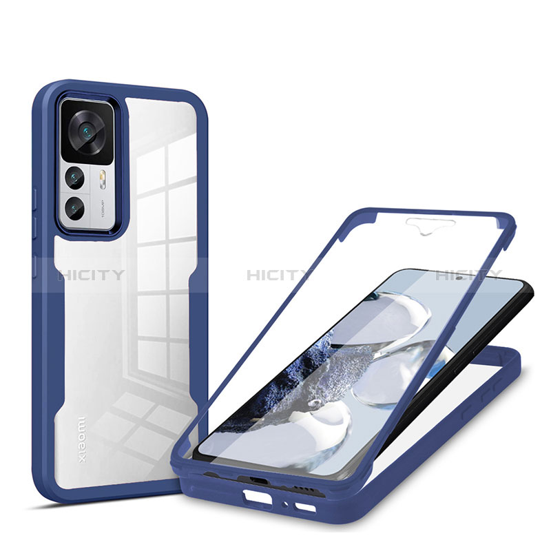 Silikon Schutzhülle Rahmen Tasche Hülle Durchsichtig Transparent 360 Grad Ganzkörper MJ1 für Xiaomi Mi 12T 5G Blau Plus