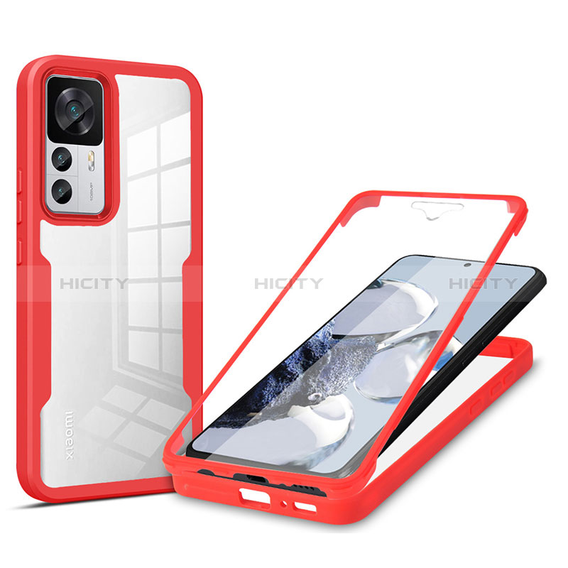 Silikon Schutzhülle Rahmen Tasche Hülle Durchsichtig Transparent 360 Grad Ganzkörper MJ1 für Xiaomi Mi 12T Pro 5G Rot Plus