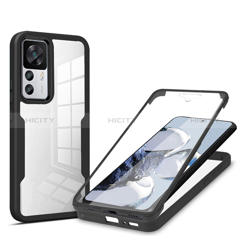 Silikon Schutzhülle Rahmen Tasche Hülle Durchsichtig Transparent 360 Grad Ganzkörper MJ1 für Xiaomi Mi 12T Pro 5G Schwarz Plus