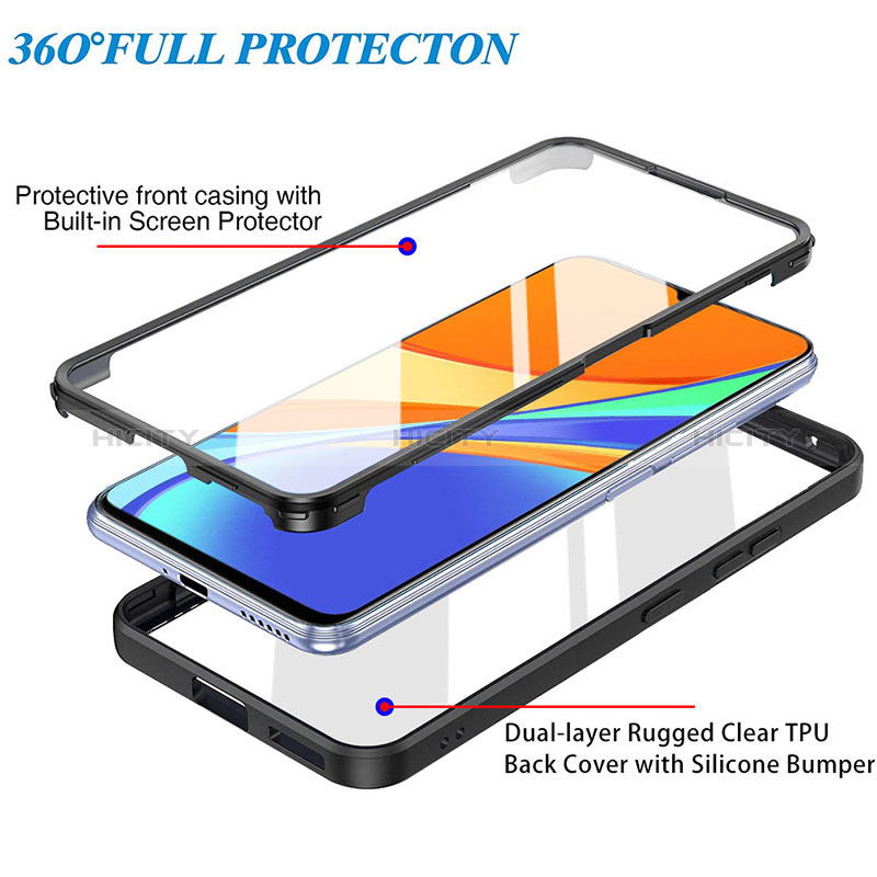 Silikon Schutzhülle Rahmen Tasche Hülle Durchsichtig Transparent 360 Grad Ganzkörper MJ1 für Xiaomi POCO C3 groß