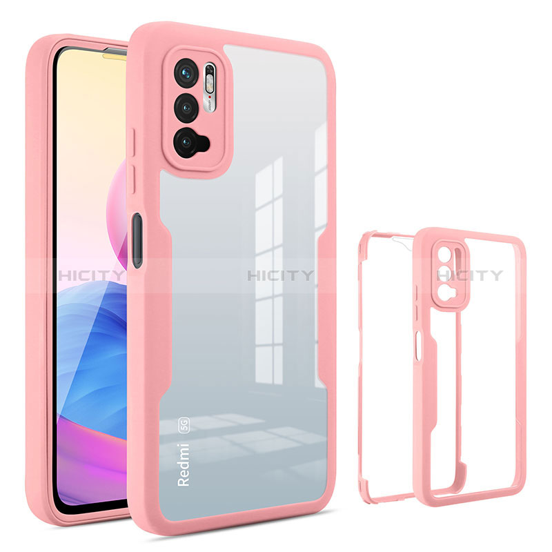 Silikon Schutzhülle Rahmen Tasche Hülle Durchsichtig Transparent 360 Grad Ganzkörper MJ1 für Xiaomi POCO M3 Pro 5G Rosegold Plus