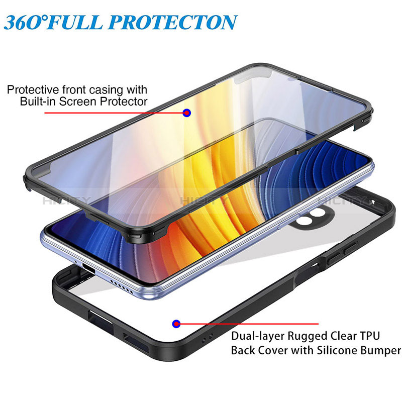 Silikon Schutzhülle Rahmen Tasche Hülle Durchsichtig Transparent 360 Grad Ganzkörper MJ1 für Xiaomi Poco X3 Pro