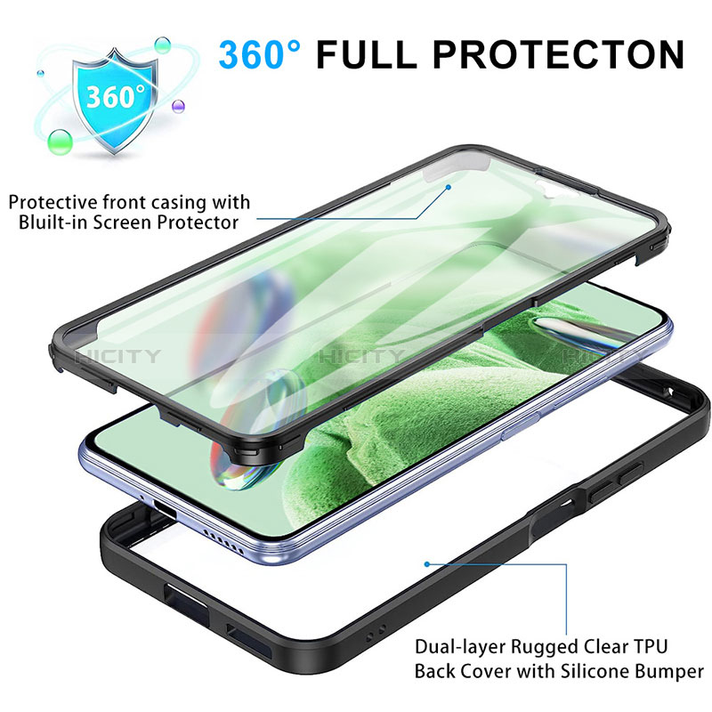 Silikon Schutzhülle Rahmen Tasche Hülle Durchsichtig Transparent 360 Grad Ganzkörper MJ1 für Xiaomi Poco X5 5G