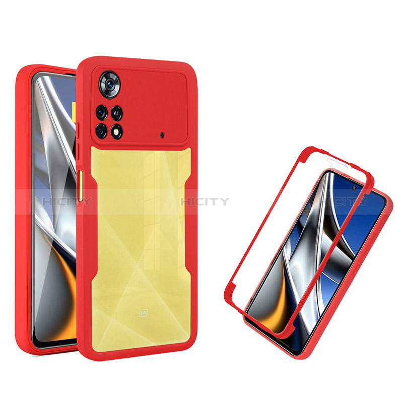 Silikon Schutzhülle Rahmen Tasche Hülle Durchsichtig Transparent 360 Grad Ganzkörper MJ1 für Xiaomi Redmi Note 11E Pro 5G Rot