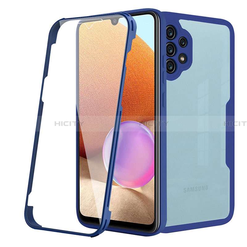 Silikon Schutzhülle Rahmen Tasche Hülle Durchsichtig Transparent 360 Grad Ganzkörper MJ2 für Samsung Galaxy A32 4G Blau