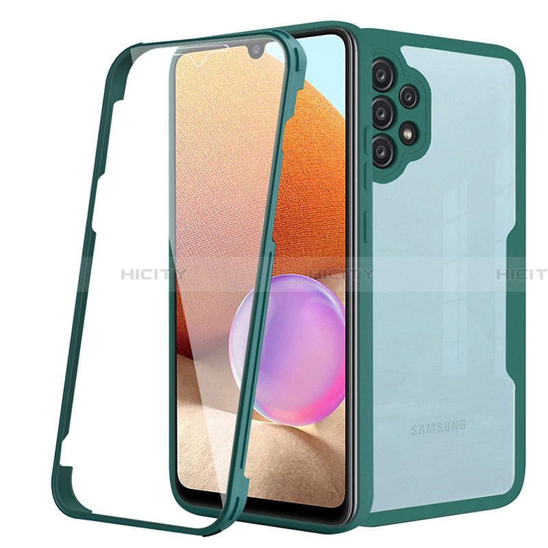 Silikon Schutzhülle Rahmen Tasche Hülle Durchsichtig Transparent 360 Grad Ganzkörper MJ2 für Samsung Galaxy A32 4G Grün