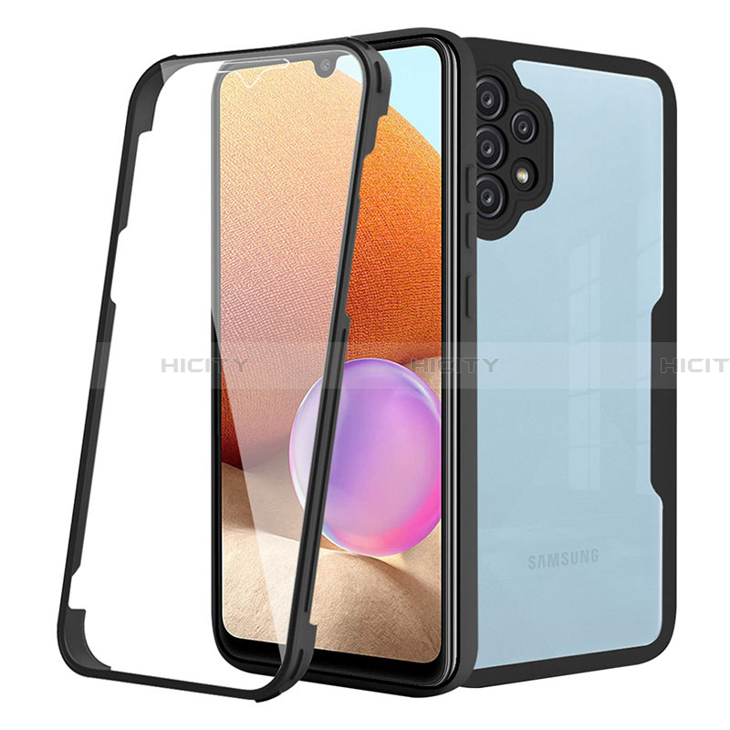 Silikon Schutzhülle Rahmen Tasche Hülle Durchsichtig Transparent 360 Grad Ganzkörper MJ2 für Samsung Galaxy A32 4G Schwarz