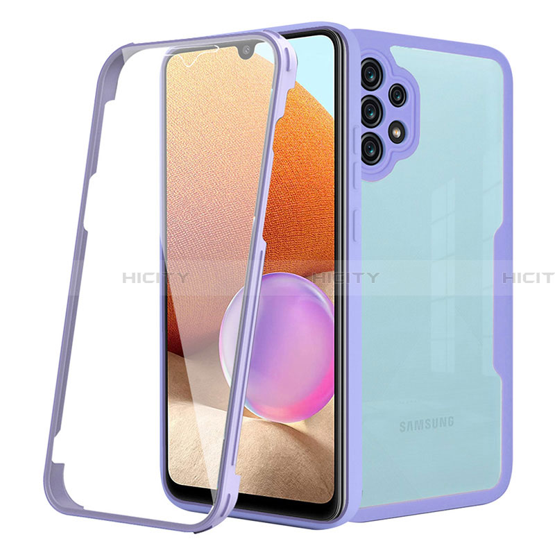 Silikon Schutzhülle Rahmen Tasche Hülle Durchsichtig Transparent 360 Grad Ganzkörper MJ2 für Samsung Galaxy A32 4G Violett Plus