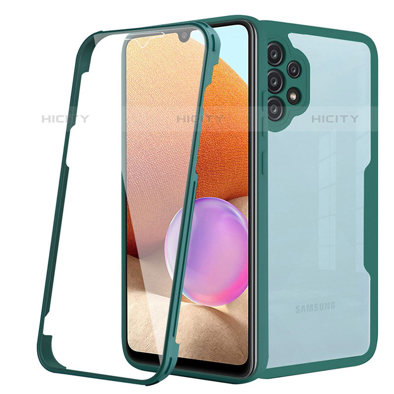 Silikon Schutzhülle Rahmen Tasche Hülle Durchsichtig Transparent 360 Grad Ganzkörper MJ2 für Samsung Galaxy M32 5G Grün