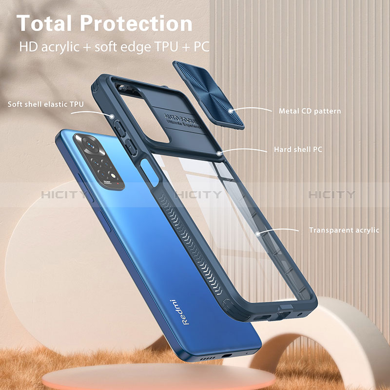 Silikon Schutzhülle Rahmen Tasche Hülle Durchsichtig Transparent 360 Grad Ganzkörper QW1 für Xiaomi Redmi Note 11 4G (2022) groß