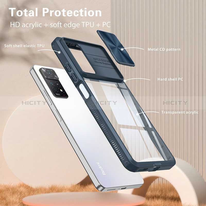 Silikon Schutzhülle Rahmen Tasche Hülle Durchsichtig Transparent 360 Grad Ganzkörper QW1 für Xiaomi Redmi Note 11 Pro 4G groß