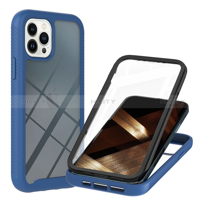 Silikon Schutzhülle Rahmen Tasche Hülle Durchsichtig Transparent 360 Grad Ganzkörper YB1 für Apple iPhone 13 Pro Max Blau Plus