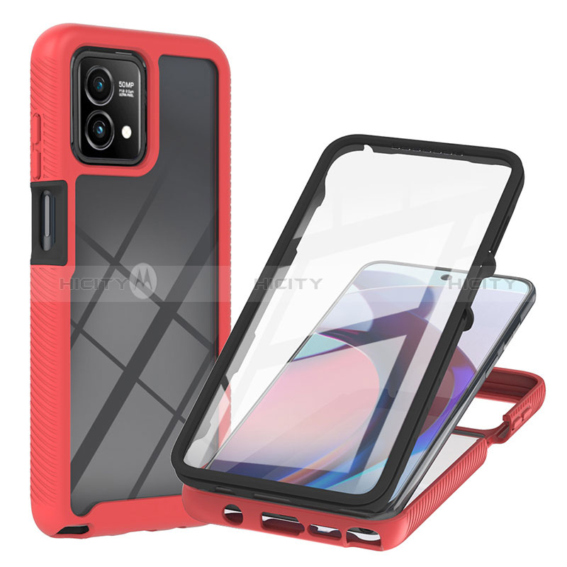 Silikon Schutzhülle Rahmen Tasche Hülle Durchsichtig Transparent 360 Grad Ganzkörper YB1 für Motorola Moto G Stylus (2023) 4G Rot