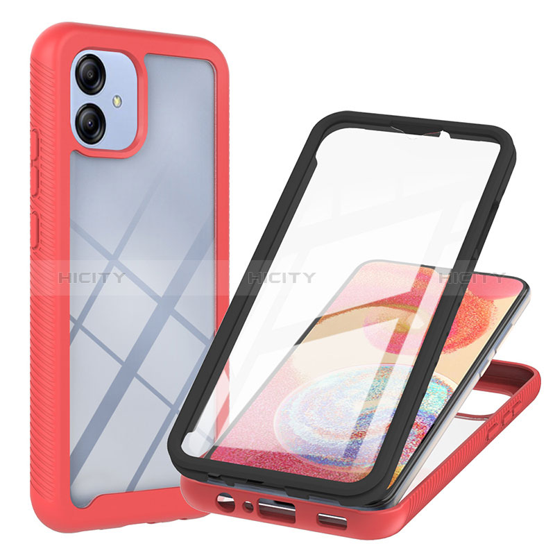 Silikon Schutzhülle Rahmen Tasche Hülle Durchsichtig Transparent 360 Grad Ganzkörper YB1 für Samsung Galaxy A04 4G Rot Plus