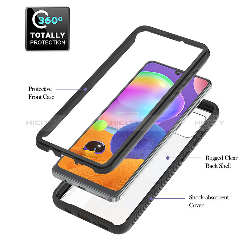 Silikon Schutzhülle Rahmen Tasche Hülle Durchsichtig Transparent 360 Grad Ganzkörper YB1 für Samsung Galaxy A31 groß