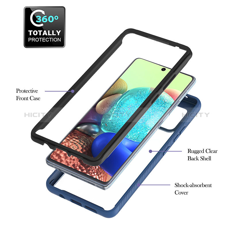 Silikon Schutzhülle Rahmen Tasche Hülle Durchsichtig Transparent 360 Grad Ganzkörper YB1 für Samsung Galaxy A71 4G A715 groß