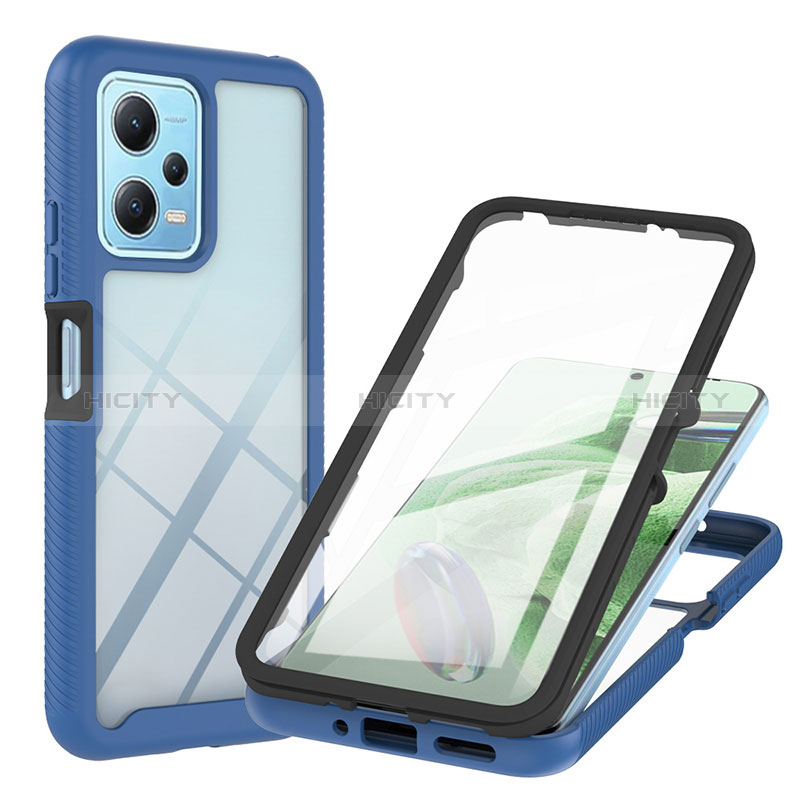 Silikon Schutzhülle Rahmen Tasche Hülle Durchsichtig Transparent 360 Grad Ganzkörper YB1 für Xiaomi Poco X5 5G Blau Plus