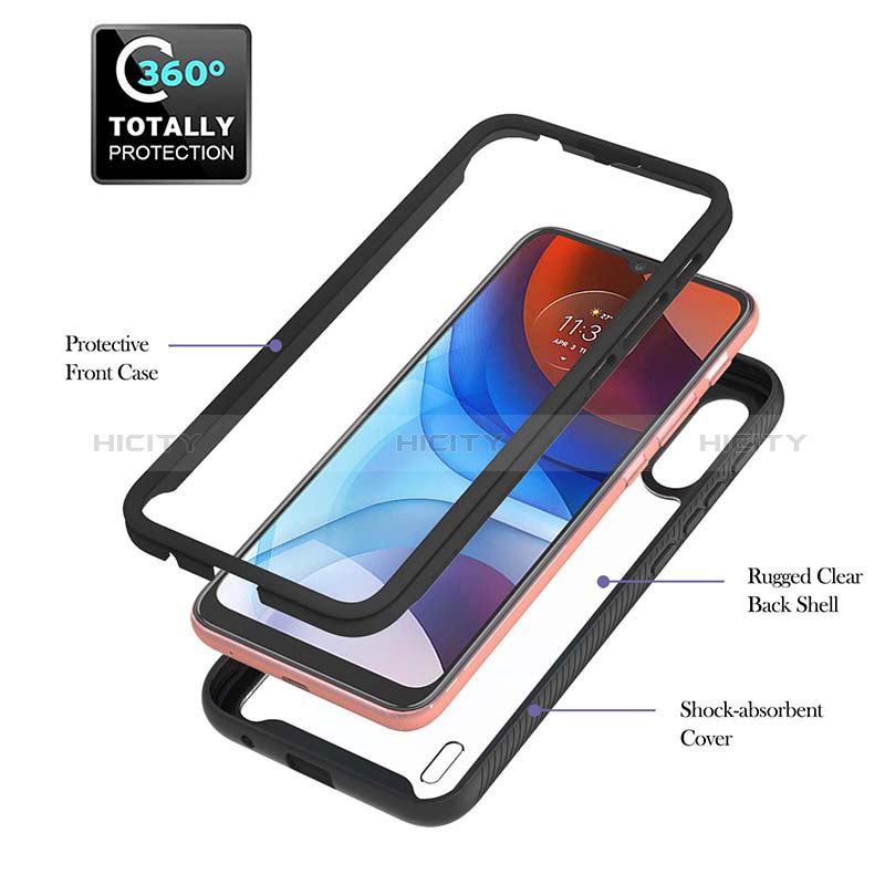 Silikon Schutzhülle Rahmen Tasche Hülle Durchsichtig Transparent 360 Grad Ganzkörper YB2 für Motorola Moto E7 Power groß