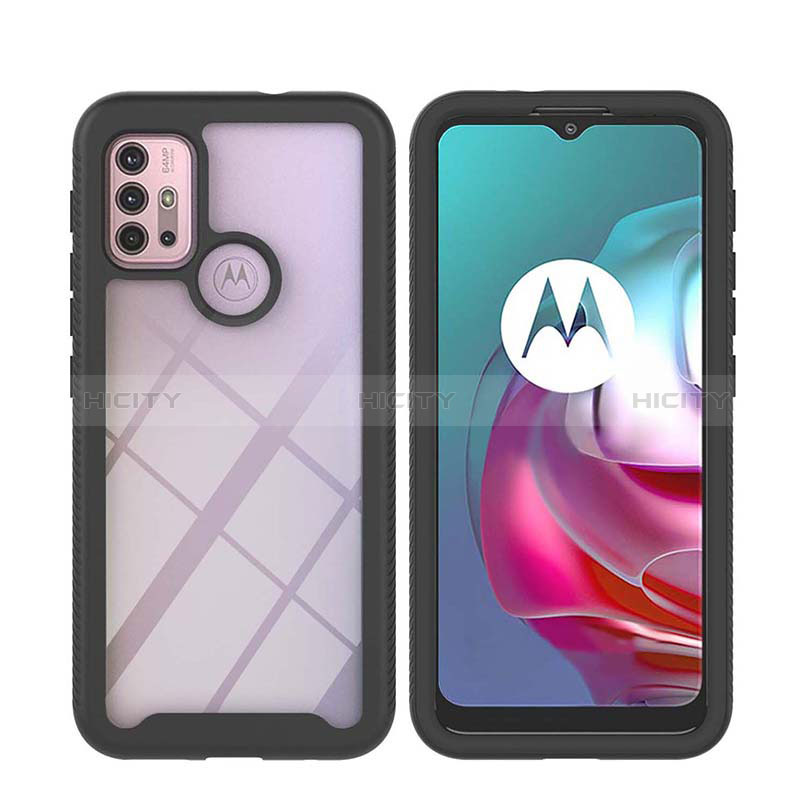 Silikon Schutzhülle Rahmen Tasche Hülle Durchsichtig Transparent 360 Grad Ganzkörper YB2 für Motorola Moto G10 groß