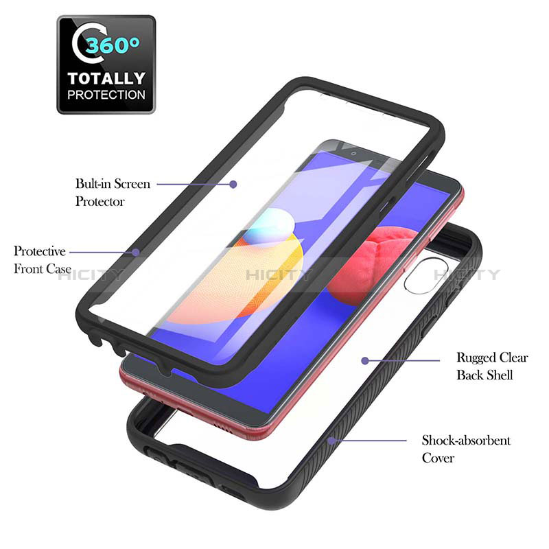 Silikon Schutzhülle Rahmen Tasche Hülle Durchsichtig Transparent 360 Grad Ganzkörper YB2 für Samsung Galaxy A01 Core