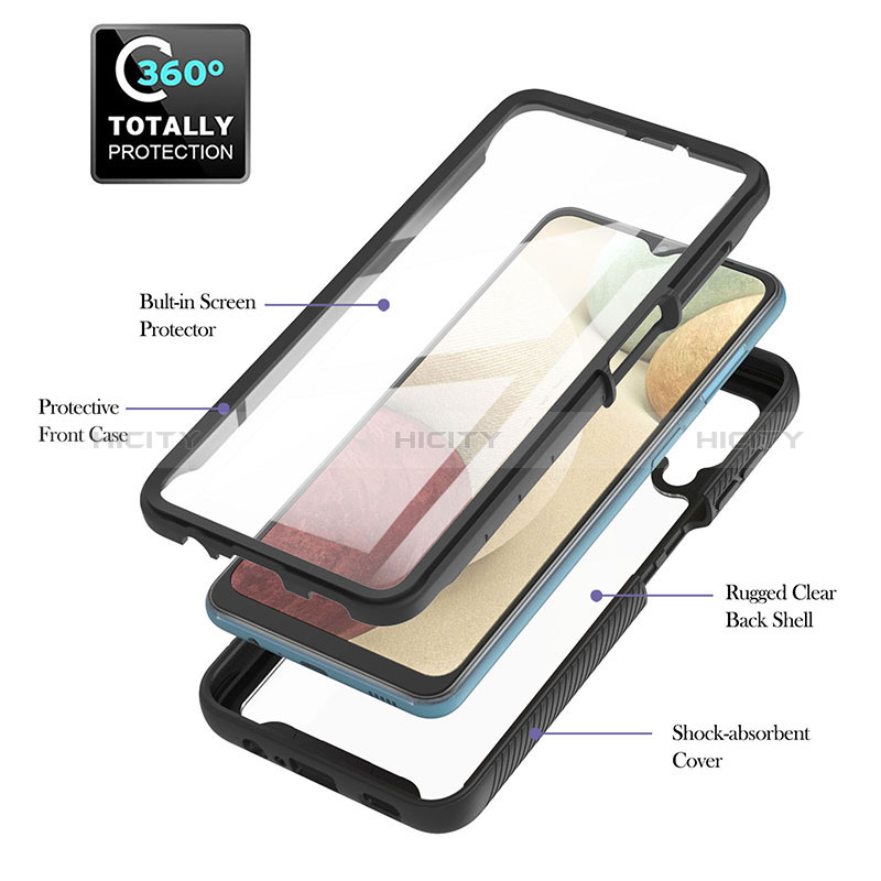 Silikon Schutzhülle Rahmen Tasche Hülle Durchsichtig Transparent 360 Grad Ganzkörper YB2 für Samsung Galaxy A12 groß