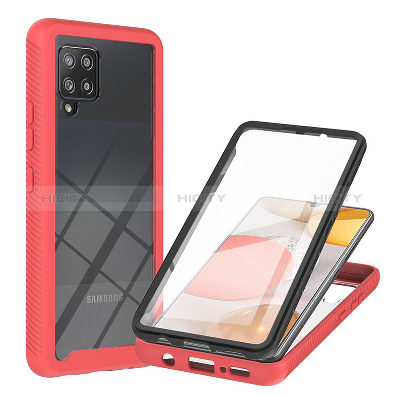 Silikon Schutzhülle Rahmen Tasche Hülle Durchsichtig Transparent 360 Grad Ganzkörper YB2 für Samsung Galaxy A42 5G Rot Plus