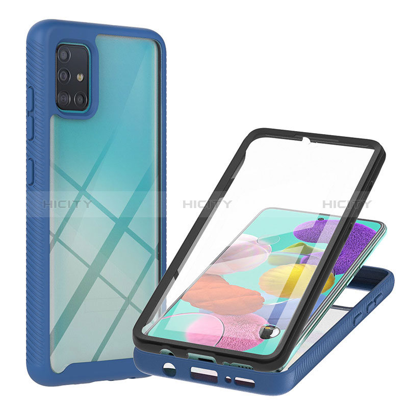 Silikon Schutzhülle Rahmen Tasche Hülle Durchsichtig Transparent 360 Grad Ganzkörper YB2 für Samsung Galaxy A51 5G Blau Plus