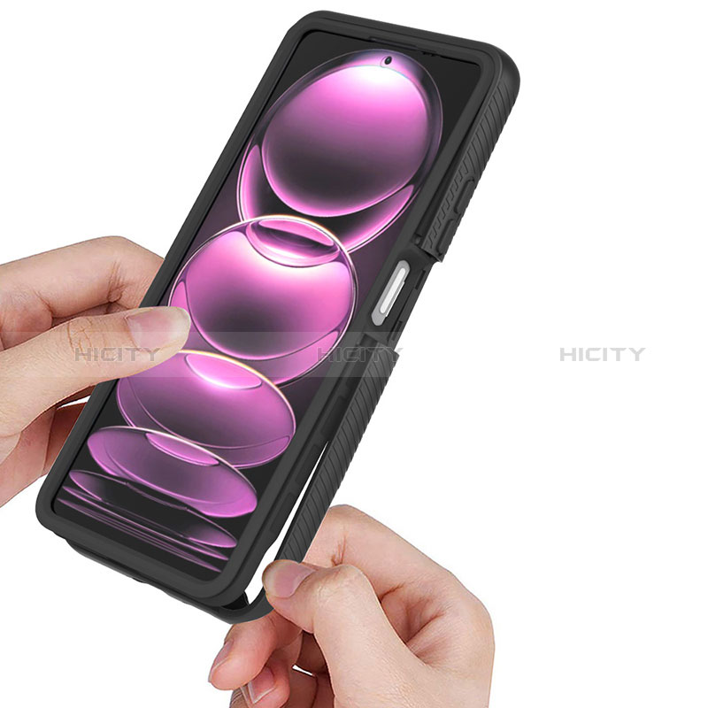 Silikon Schutzhülle Rahmen Tasche Hülle Durchsichtig Transparent 360 Grad Ganzkörper YB2 für Xiaomi Redmi Note 12 Pro 5G groß