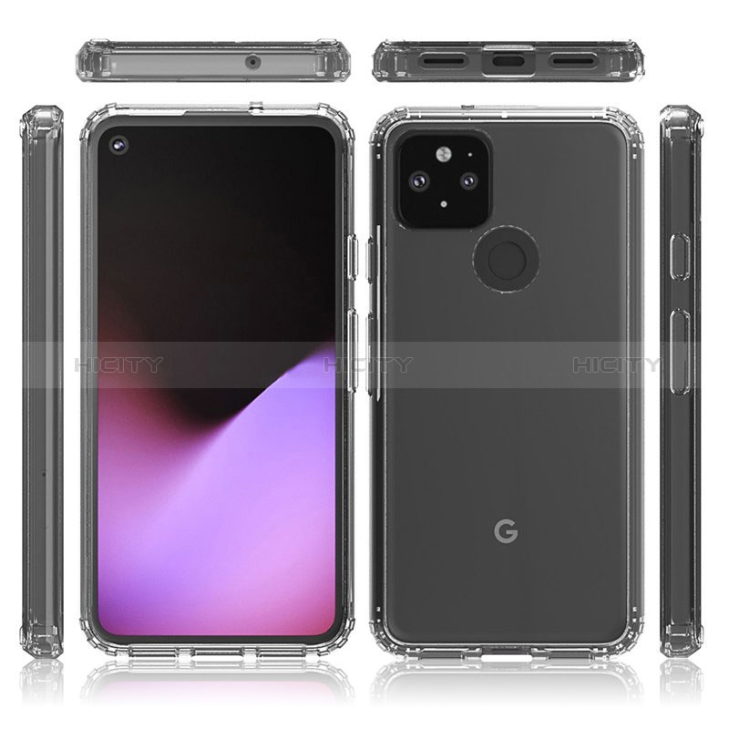 Silikon Schutzhülle Rahmen Tasche Hülle Durchsichtig Transparent 360 Grad Ganzkörper Z01J für Google Pixel 5 Klar