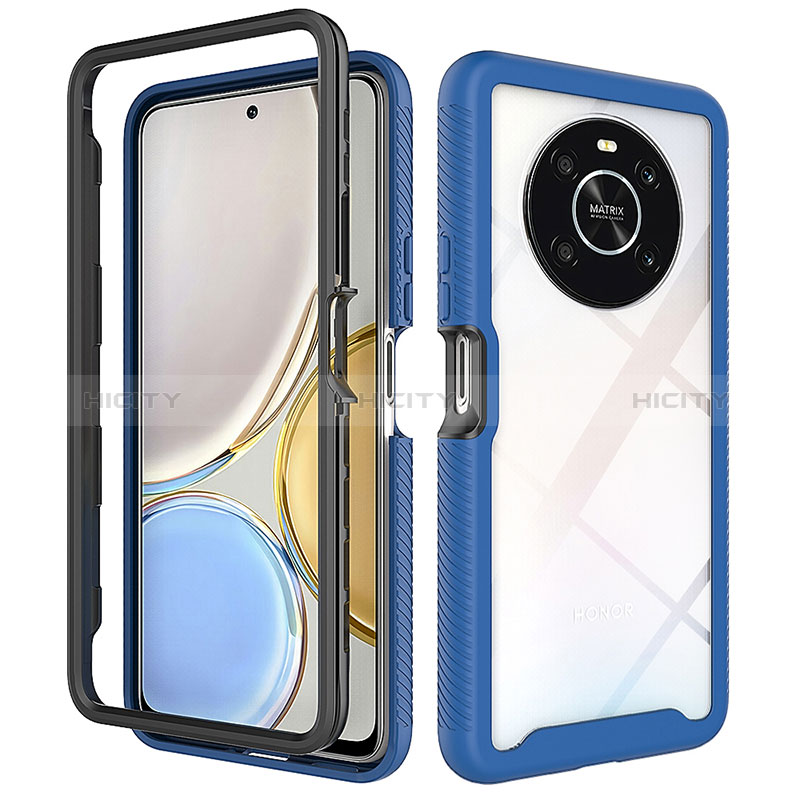 Silikon Schutzhülle Rahmen Tasche Hülle Durchsichtig Transparent 360 Grad Ganzkörper ZJ1 für Huawei Honor Magic4 Lite 4G Blau