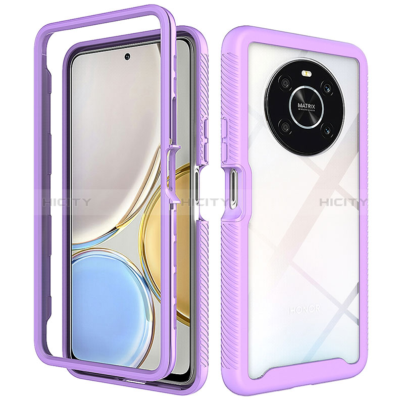 Silikon Schutzhülle Rahmen Tasche Hülle Durchsichtig Transparent 360 Grad Ganzkörper ZJ1 für Huawei Honor Magic4 Lite 4G Helles Lila Plus