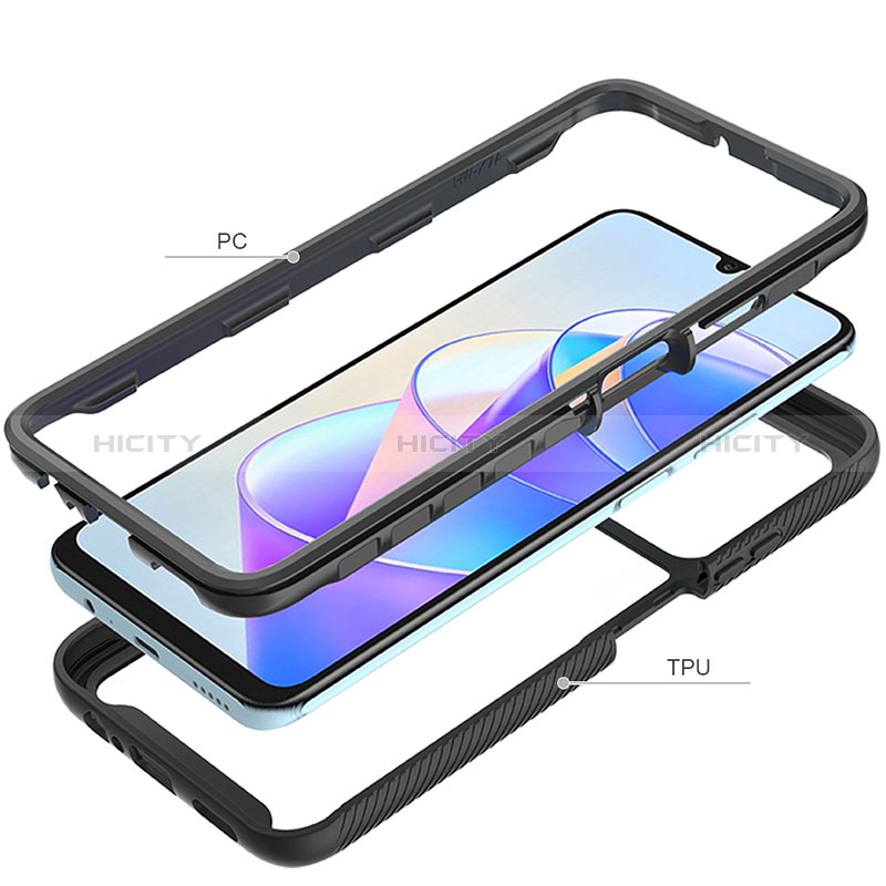 Silikon Schutzhülle Rahmen Tasche Hülle Durchsichtig Transparent 360 Grad Ganzkörper ZJ1 für Huawei Honor X7a