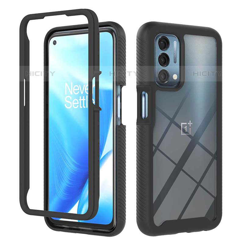 Silikon Schutzhülle Rahmen Tasche Hülle Durchsichtig Transparent 360 Grad Ganzkörper ZJ1 für OnePlus Nord N200 5G Schwarz Plus