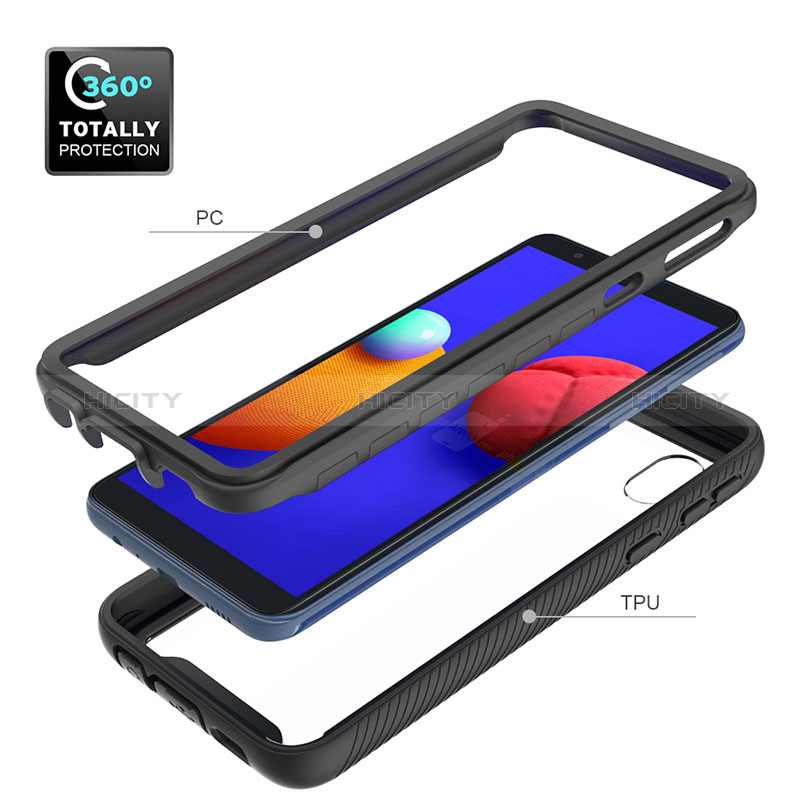 Silikon Schutzhülle Rahmen Tasche Hülle Durchsichtig Transparent 360 Grad Ganzkörper ZJ1 für Samsung Galaxy A01 Core groß