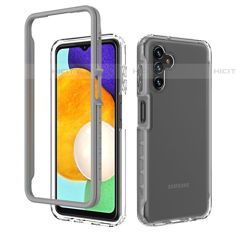 Silikon Schutzhülle Rahmen Tasche Hülle Durchsichtig Transparent 360 Grad Ganzkörper ZJ1 für Samsung Galaxy A04s Grau Plus