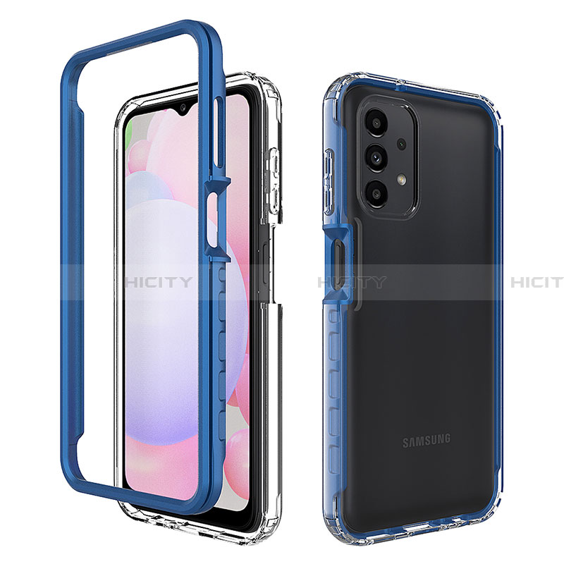 Silikon Schutzhülle Rahmen Tasche Hülle Durchsichtig Transparent 360 Grad Ganzkörper ZJ1 für Samsung Galaxy A13 4G Blau