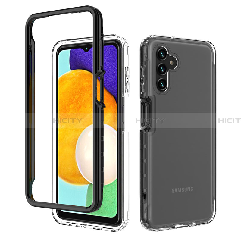 Silikon Schutzhülle Rahmen Tasche Hülle Durchsichtig Transparent 360 Grad Ganzkörper ZJ1 für Samsung Galaxy A13 5G Schwarz Plus