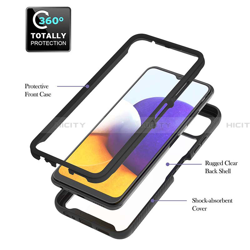 Silikon Schutzhülle Rahmen Tasche Hülle Durchsichtig Transparent 360 Grad Ganzkörper ZJ1 für Samsung Galaxy A22 5G