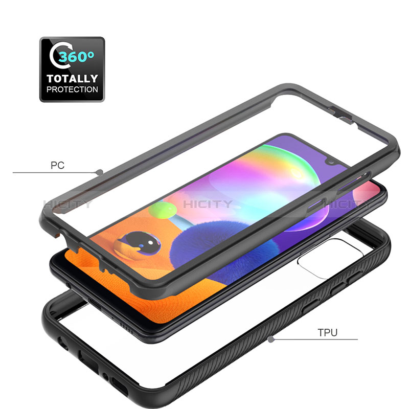 Silikon Schutzhülle Rahmen Tasche Hülle Durchsichtig Transparent 360 Grad Ganzkörper ZJ1 für Samsung Galaxy A31 groß