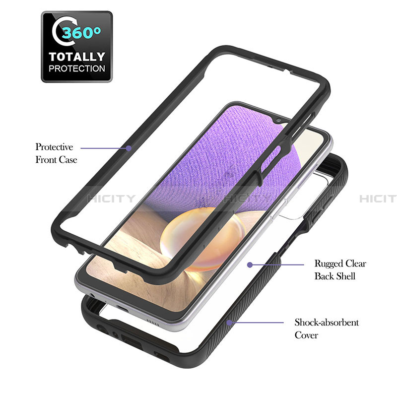 Silikon Schutzhülle Rahmen Tasche Hülle Durchsichtig Transparent 360 Grad Ganzkörper ZJ1 für Samsung Galaxy A32 5G groß