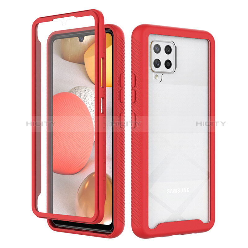 Silikon Schutzhülle Rahmen Tasche Hülle Durchsichtig Transparent 360 Grad Ganzkörper ZJ1 für Samsung Galaxy A42 5G Rot Plus