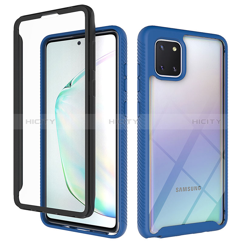 Silikon Schutzhülle Rahmen Tasche Hülle Durchsichtig Transparent 360 Grad Ganzkörper ZJ1 für Samsung Galaxy A81 Blau