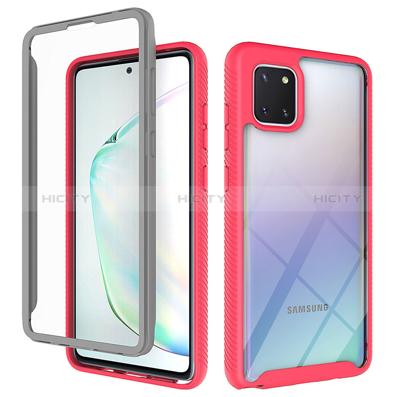 Silikon Schutzhülle Rahmen Tasche Hülle Durchsichtig Transparent 360 Grad Ganzkörper ZJ1 für Samsung Galaxy A81 Pink