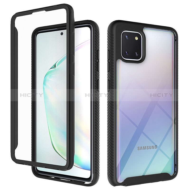 Silikon Schutzhülle Rahmen Tasche Hülle Durchsichtig Transparent 360 Grad Ganzkörper ZJ1 für Samsung Galaxy A81 Schwarz