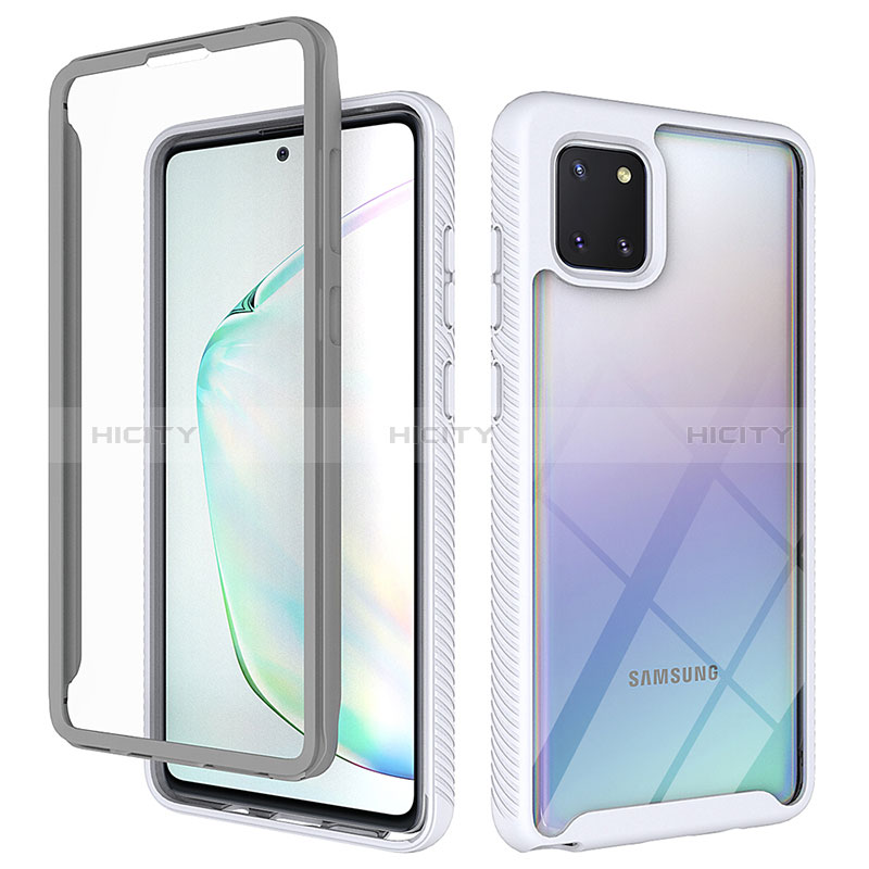 Silikon Schutzhülle Rahmen Tasche Hülle Durchsichtig Transparent 360 Grad Ganzkörper ZJ1 für Samsung Galaxy M60s Weiß Plus