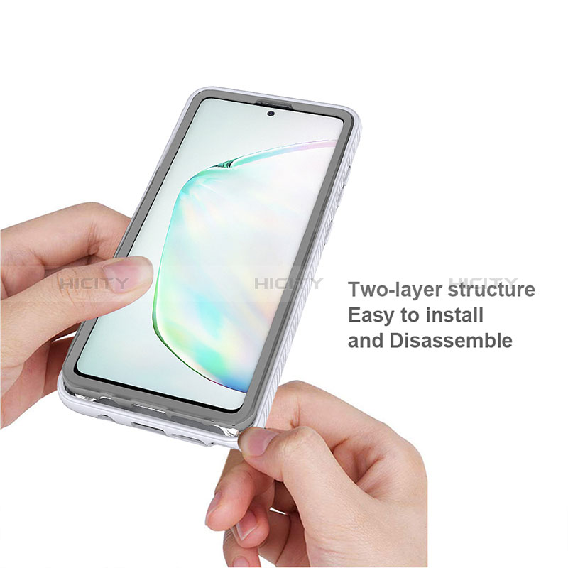 Silikon Schutzhülle Rahmen Tasche Hülle Durchsichtig Transparent 360 Grad Ganzkörper ZJ1 für Samsung Galaxy Note 10 Lite groß