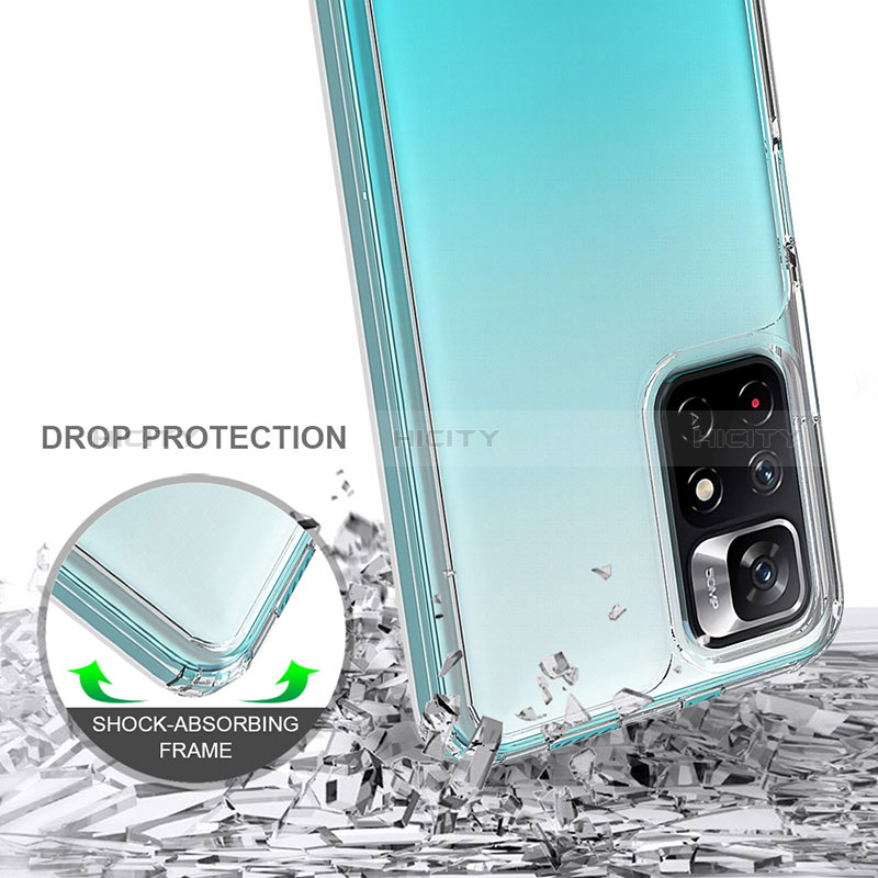 Silikon Schutzhülle Rahmen Tasche Hülle Durchsichtig Transparent 360 Grad Ganzkörper ZJ1 für Xiaomi Poco M4 Pro 5G