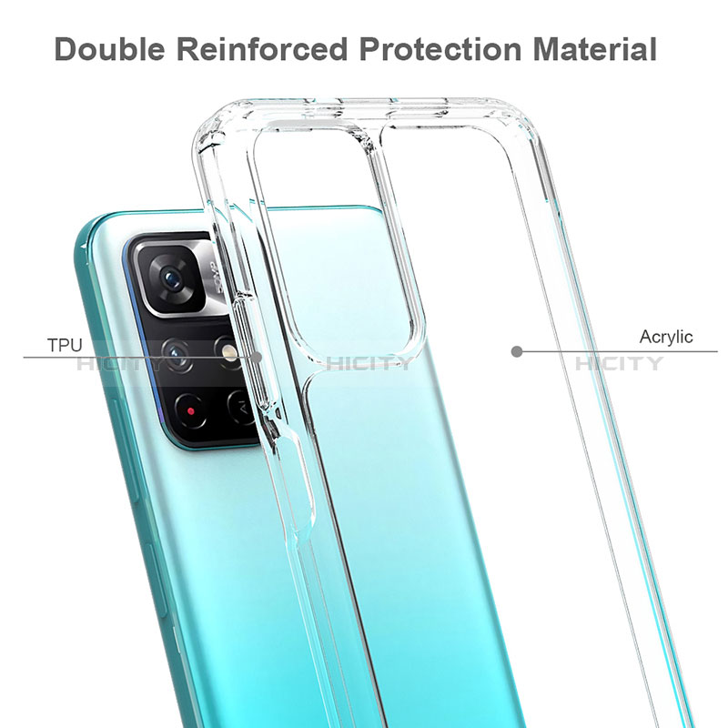 Silikon Schutzhülle Rahmen Tasche Hülle Durchsichtig Transparent 360 Grad Ganzkörper ZJ1 für Xiaomi Poco M4 Pro 5G