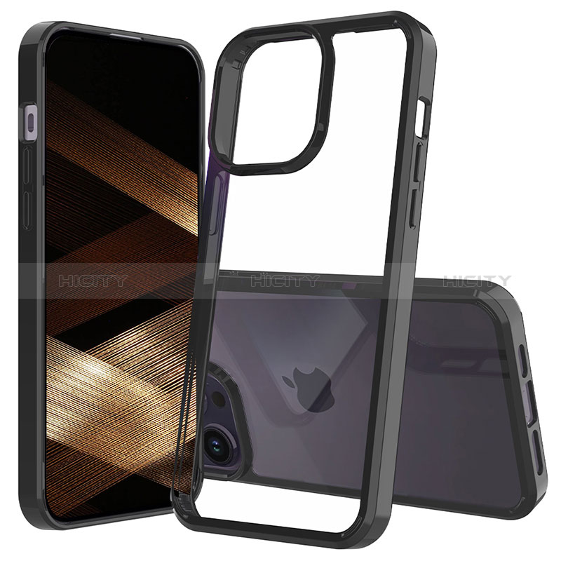 Silikon Schutzhülle Rahmen Tasche Hülle Durchsichtig Transparent 360 Grad Ganzkörper ZJ2 für Apple iPhone 13 Pro Max Schwarz